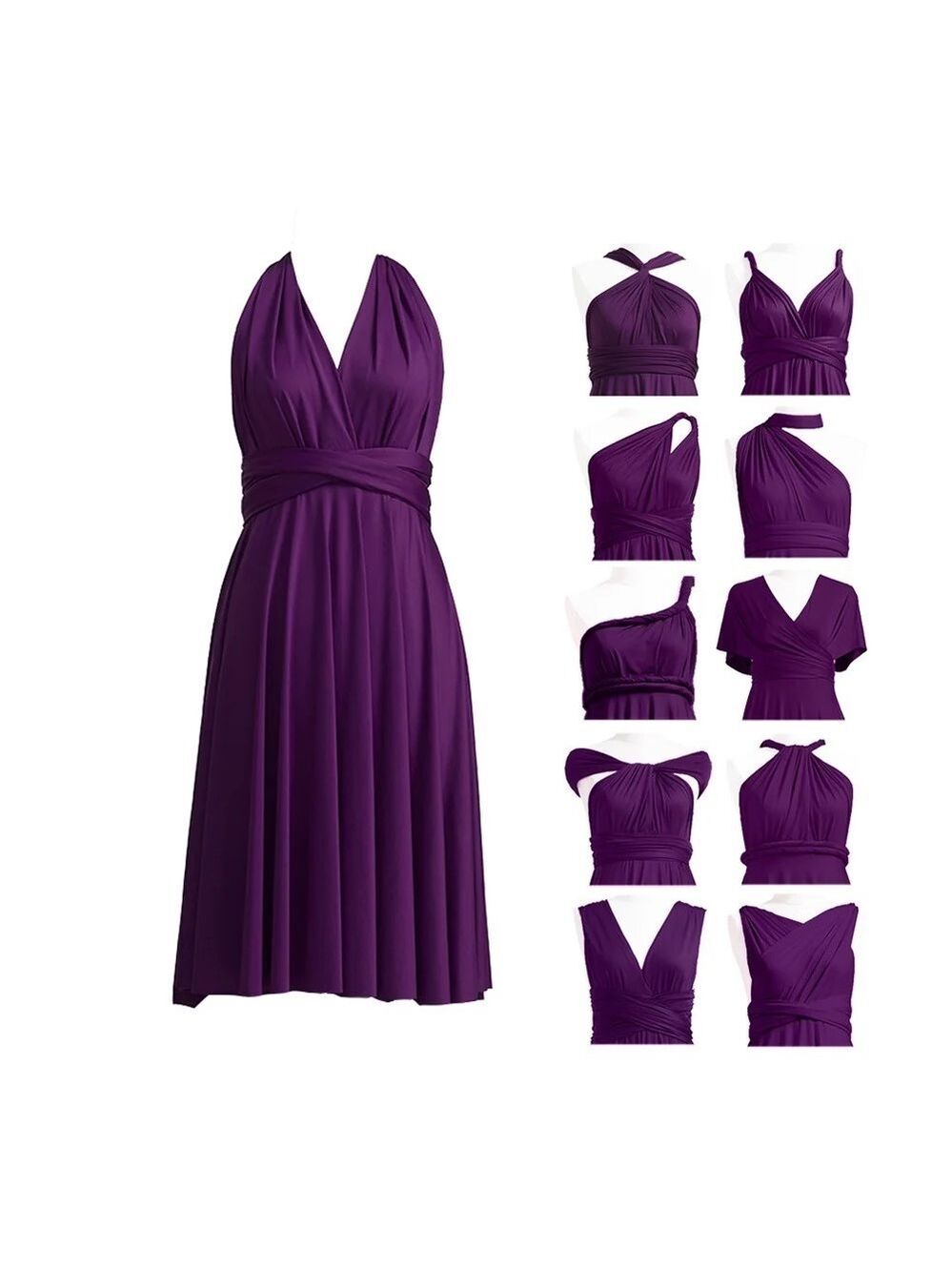 Henkaa purple halter wrap infinity dress Sz S